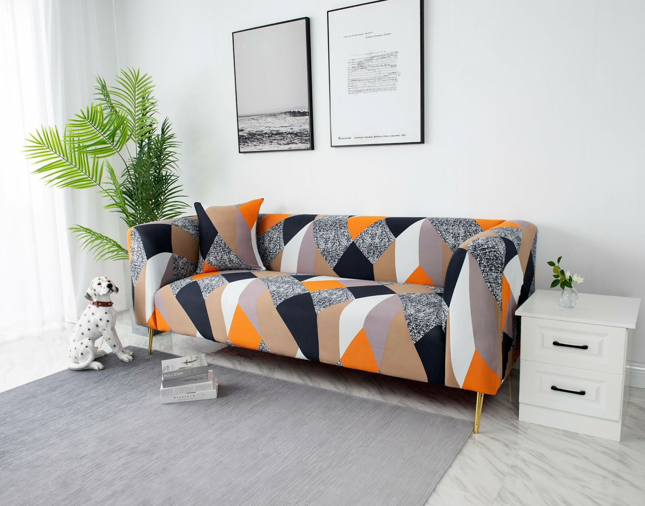 Colourful Diamond Sofa Cover + FREE Cushion Cover